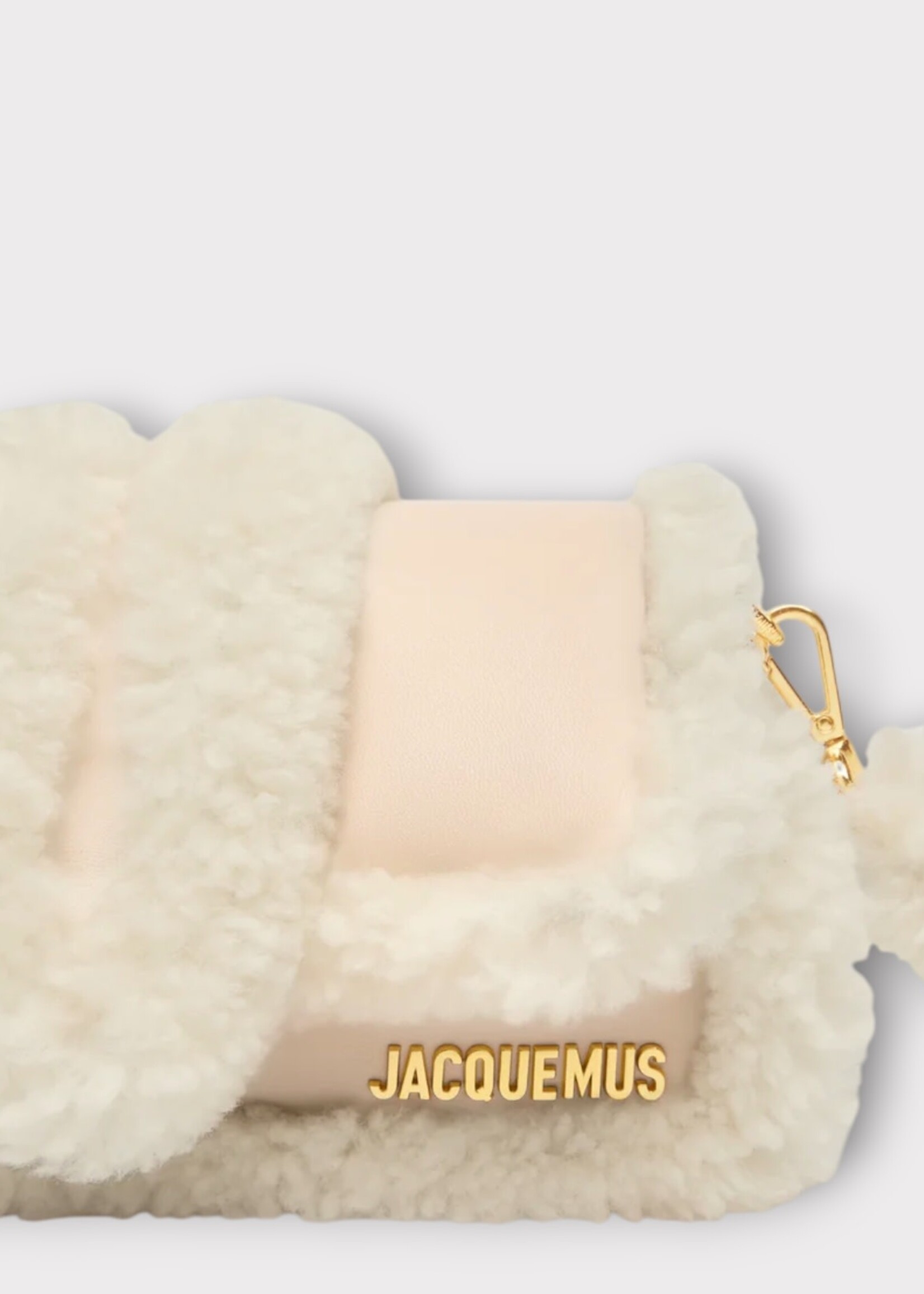 Jacquemus Jacquemus Bag, Beige, Le Petit Bambimou Doux Leather Top Handle Shoulder Bag In Light Beige w/ Shearling Details