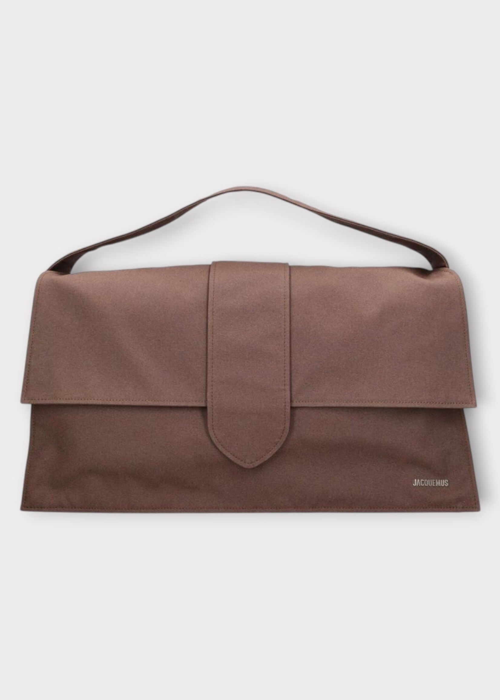 Jacquemus Jacquemus Bag, Brown, Le Bambino De Voyage Cotton Shoulder Flap Bag in Taupe