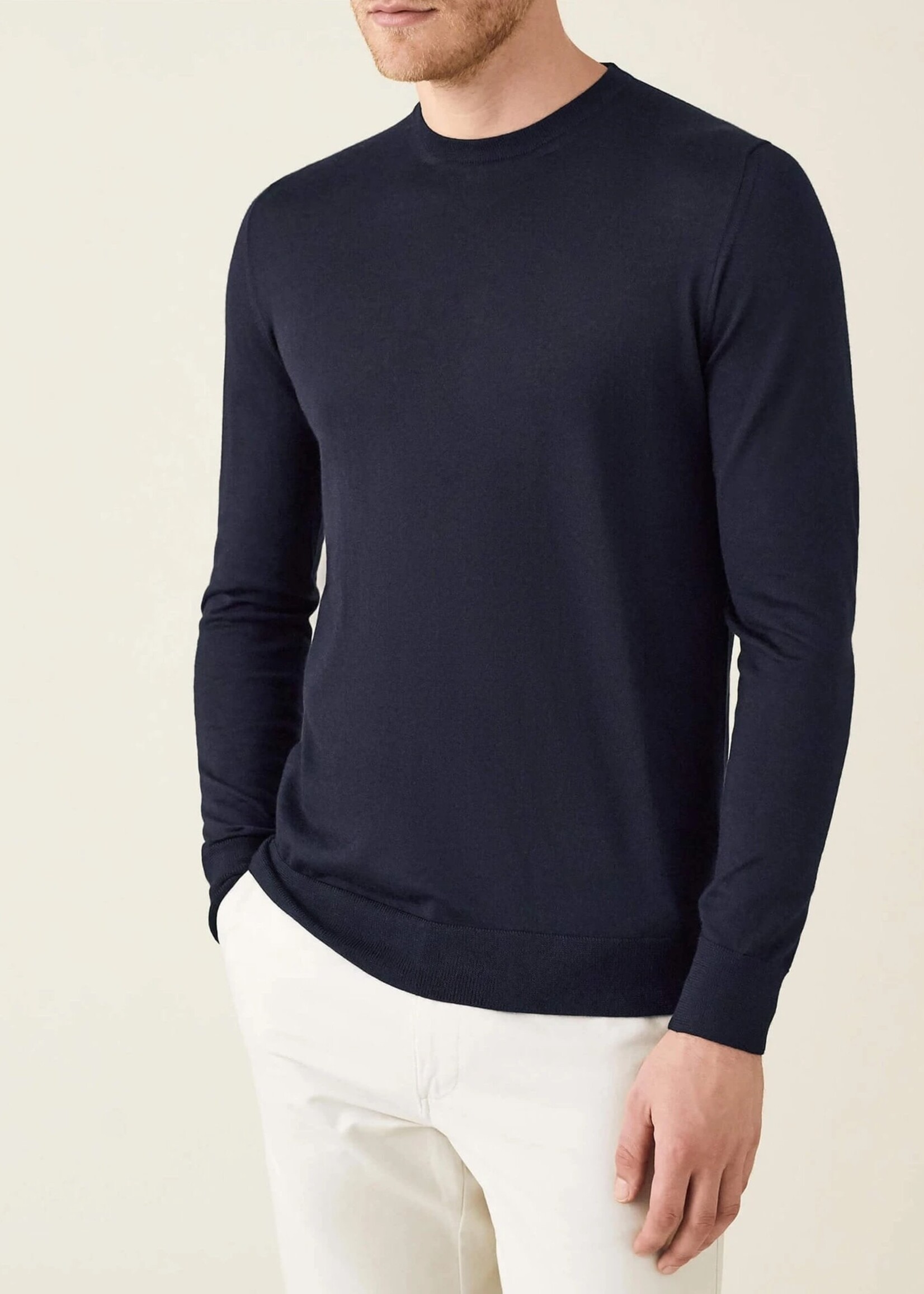 Etro Etro Knitwear, Navy, Cashmere Crew Neck Light Sweater in Blue