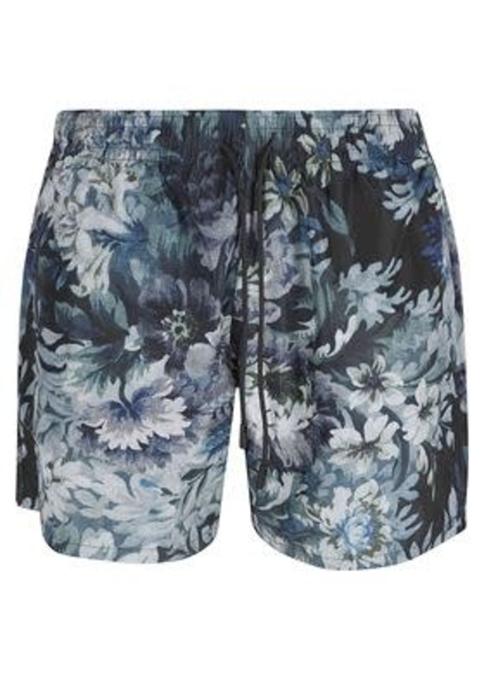 Etro Etro Swimwear, Print, Regular Fit Drawstring Waist Swim Shorts in Navy Blue w/ Paisley Print