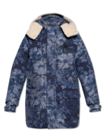 Etro Etro Jacket, Blue, Puffer Quilted Zipped Hooded Long Jacket In Blu w/ Floral Print & Side Pockets