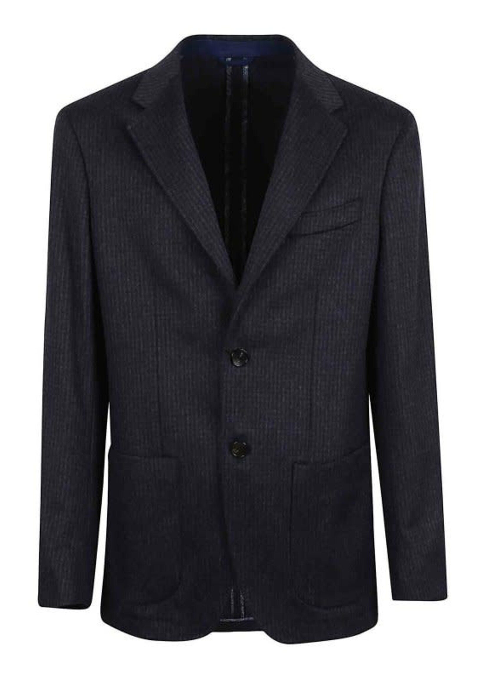 Etro Etro Jacket, Blue, Cashmere & Virgin Wool Single Breasted Houndstooth Jacket in Navy Blue