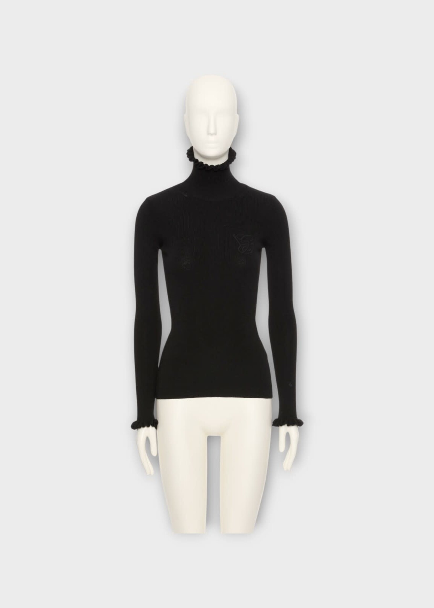 Valentino Valentino Knitwear, Black, Wool Turtle Neck Top In Black