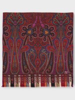 Valentino Valentino Scarf, Multi, Silk Foulard In Red & Multicolour w/ Voyage Imaginaire Print