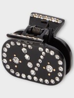 Valentino Valentino Hair Accessory, Multi, V-Logo Hair Clip In Black & Gold w/ Crystals