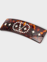 Valentino Valentino Hair Accessory, Multi, V-Logo Big Hair Clip In Turtle Brown & Gold w/ Crystals