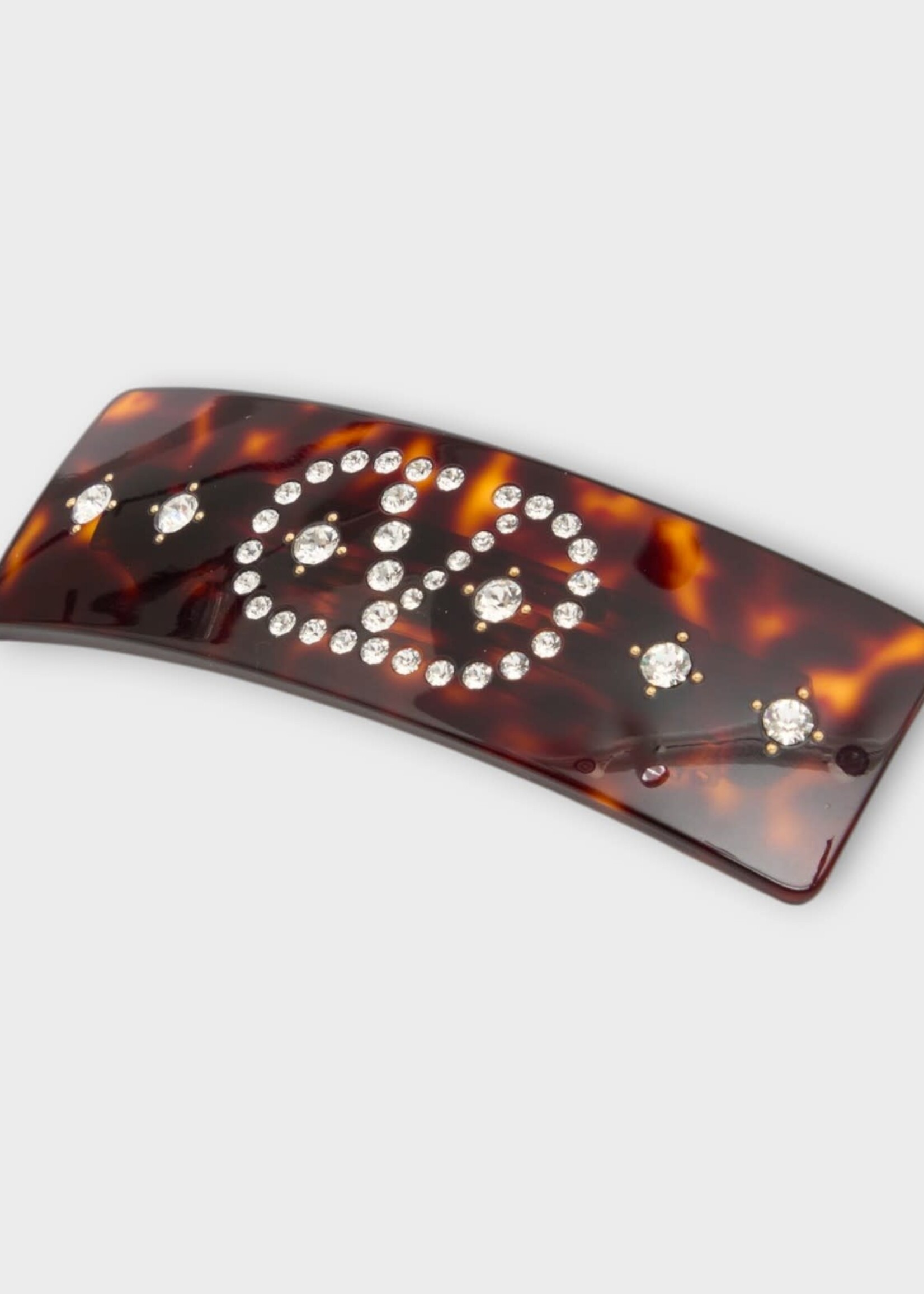 Valentino Valentino Hair Accessory, Multi, V-Logo Big Hair Clip In Turtle Brown & Gold w/ Crystals