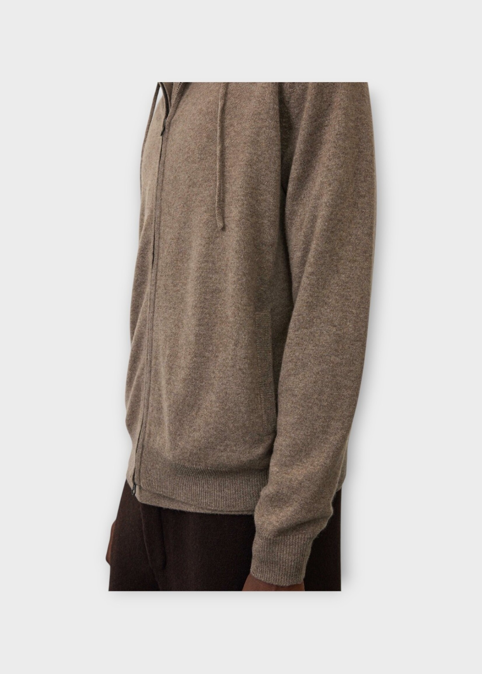 Lisa Yang Lisa Yang Knitwear, Brown, Emerson Cashmere Hooded Zip Sweater In Truffle