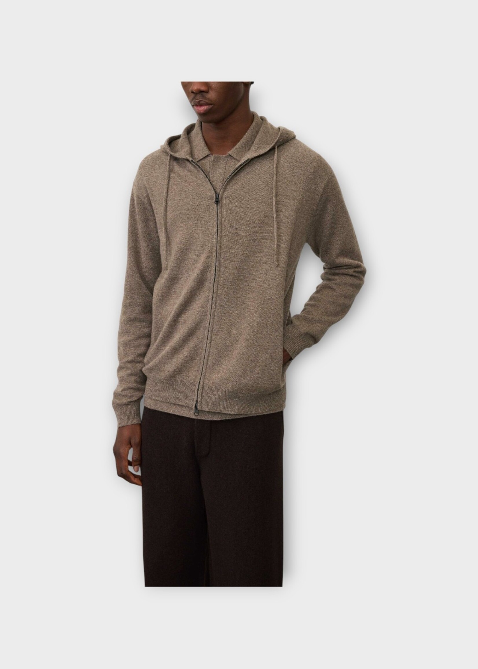 Lisa Yang Lisa Yang Knitwear, Brown, Emerson Cashmere Hooded Zip Sweater In Truffle