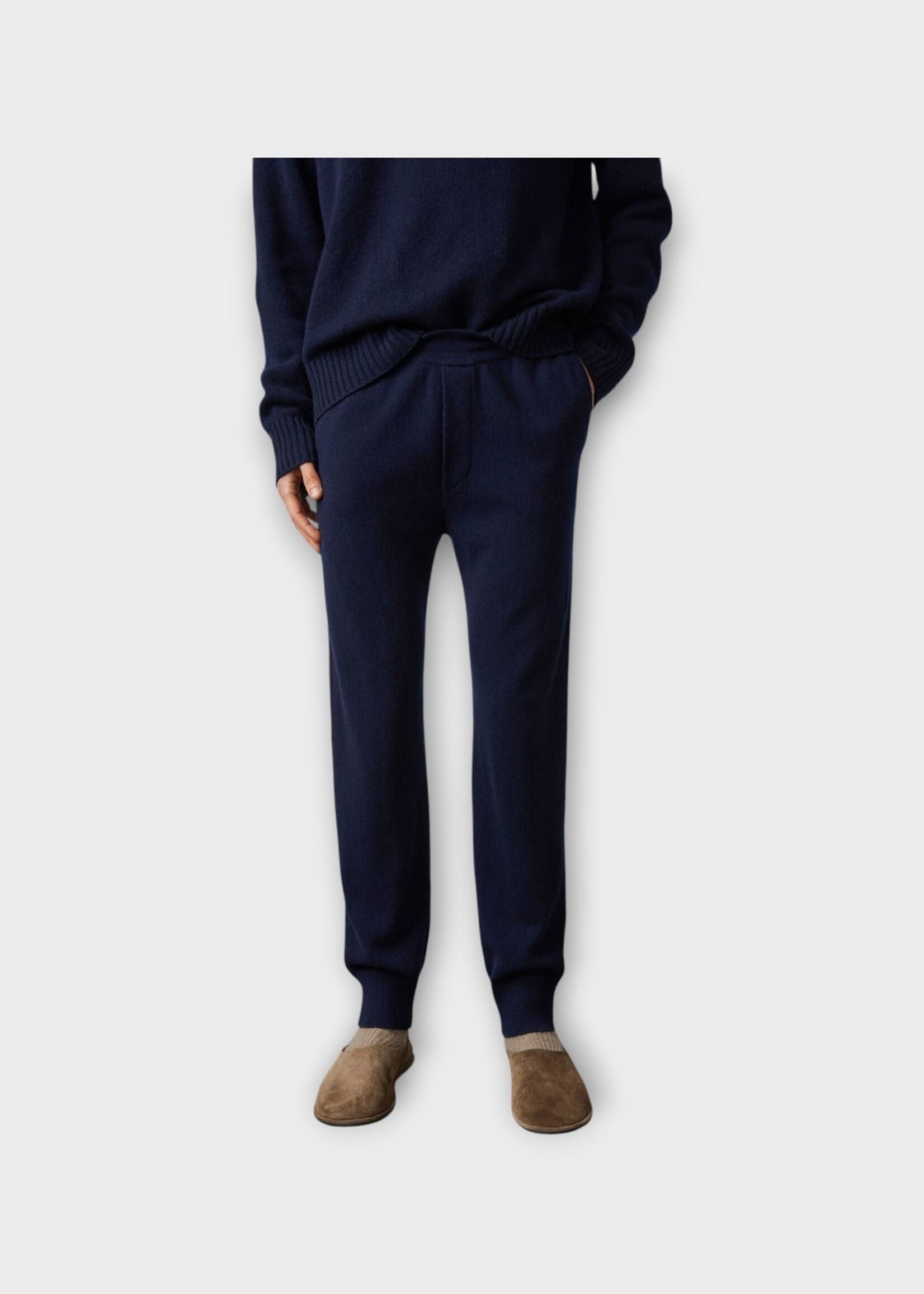 Lisa Yang Lisa Yang Trousers, Navy, Beaumont Cashmere Drawstring Waist Knitted Pants In Navy
