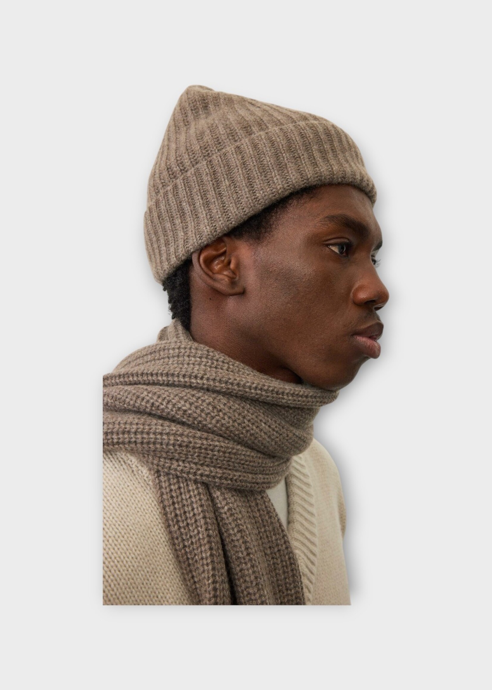 Lisa Yang Lisa Yang Hat, Brown, Menton Cashmere Ribbed Plain Beanie In Truffle