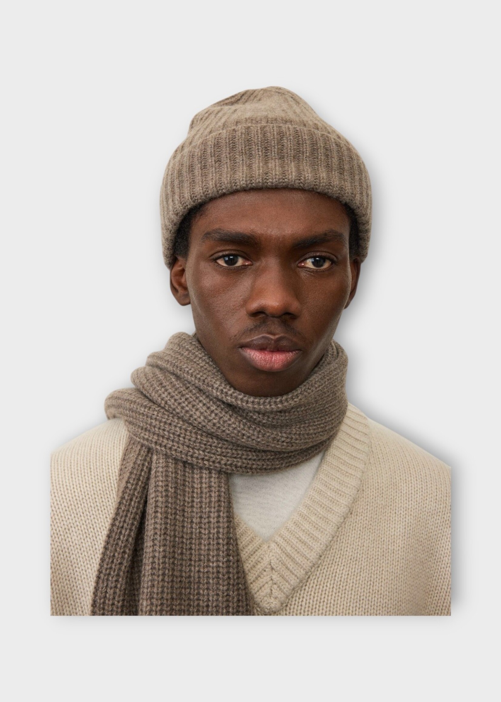 Lisa Yang Lisa Yang Hat, Brown, Menton Cashmere Ribbed Plain Beanie In Truffle