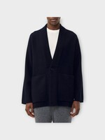 Lisa Yang Lisa Yang Knitwear, Navy, Lance Cashmere V-Neck Buttoned Cardigan In Navy w/ Patch Pockets