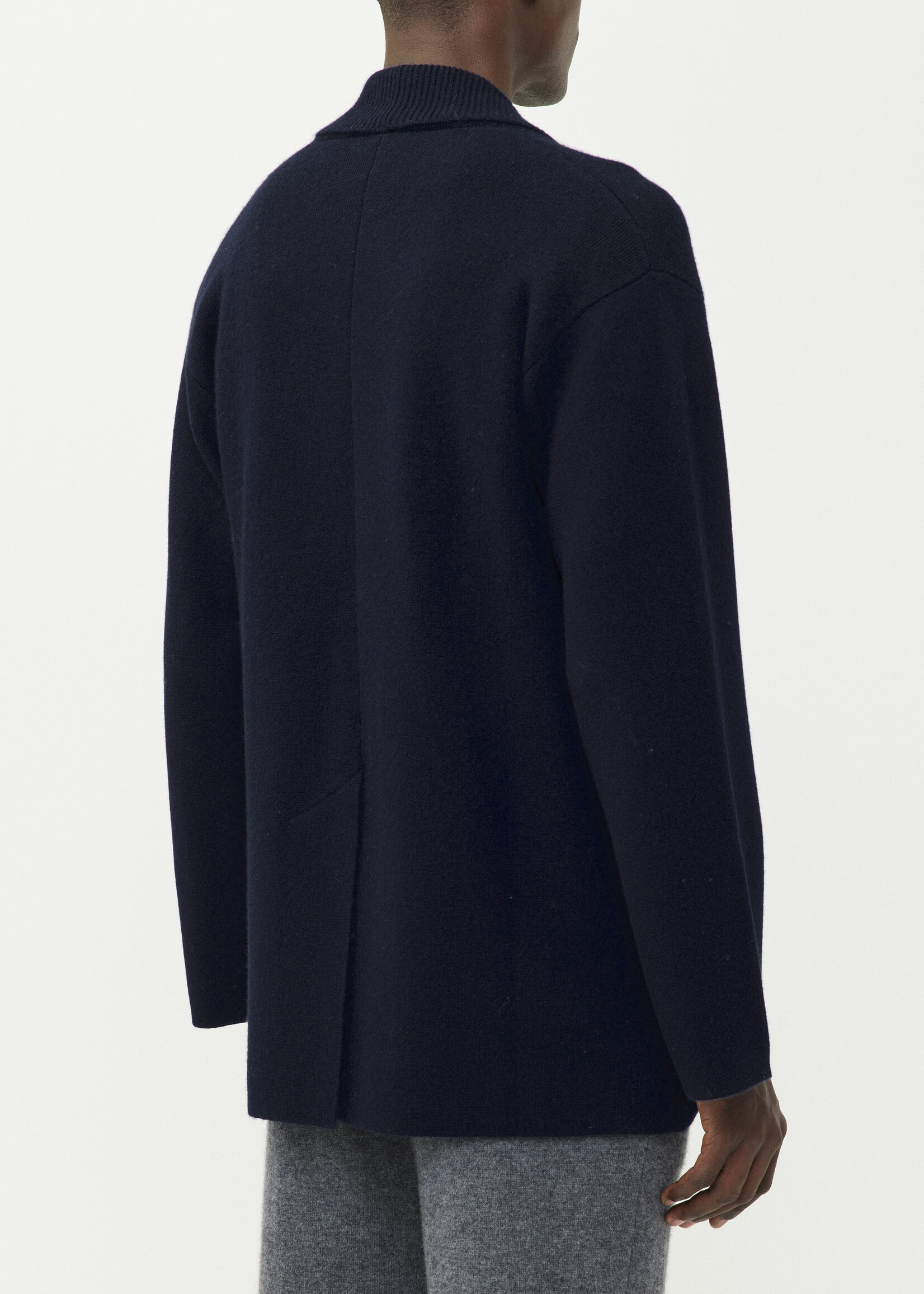 Lisa Yang Lisa Yang Knitwear, Navy, Lance Cashmere V-Neck Buttoned Cardigan In Navy w/ Patch Pockets