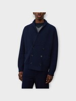 Lisa Yang Lisa Yang Knitwear, Blue, Lyle Cashmere Ribbed Fisherman Cardigan In Night Fall w/ Patch Pockets