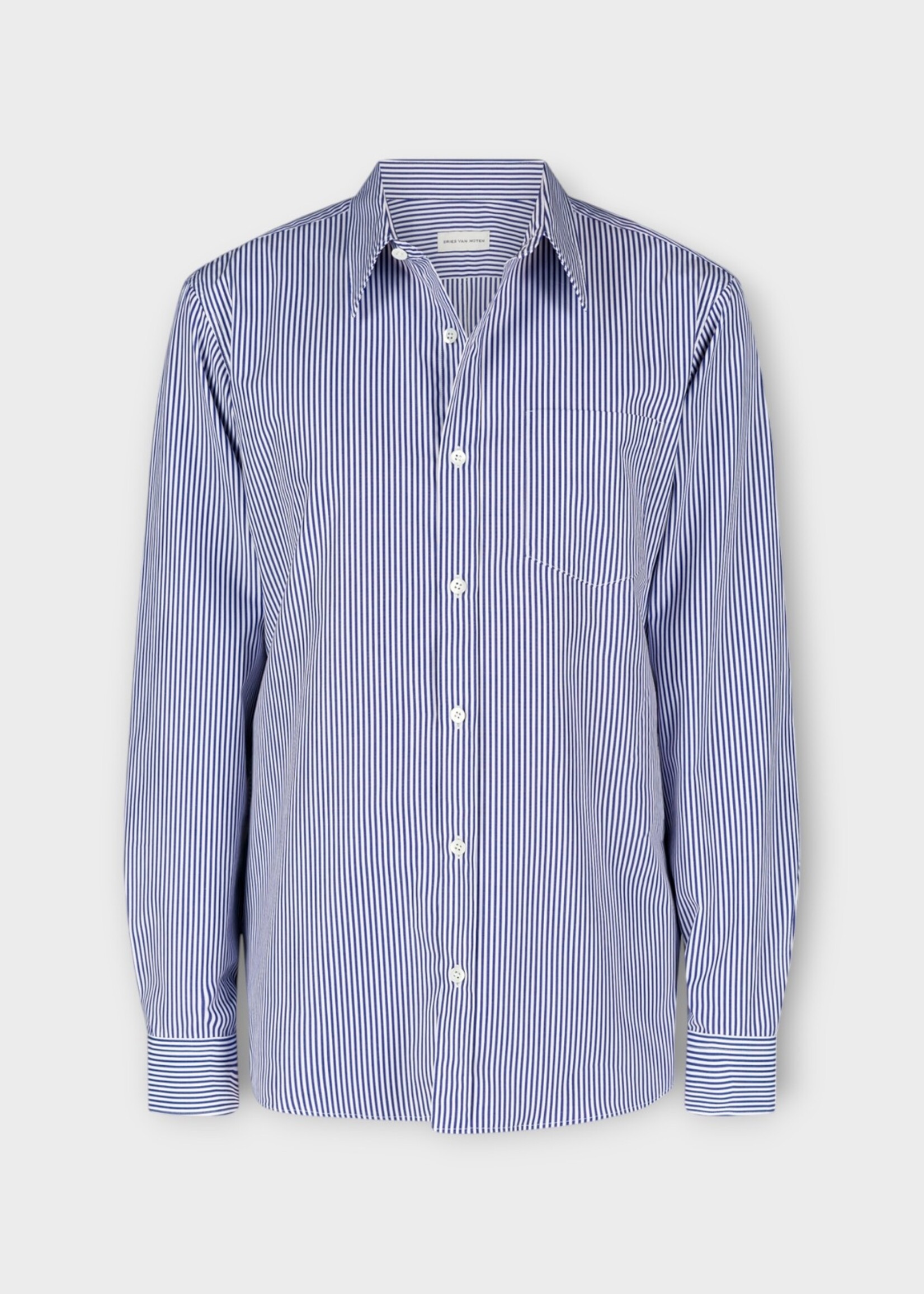 Dries Van Noten Dries Van Noten Shirt, Multi, Corbino Cotton Stripe Shirt In White & Navy
