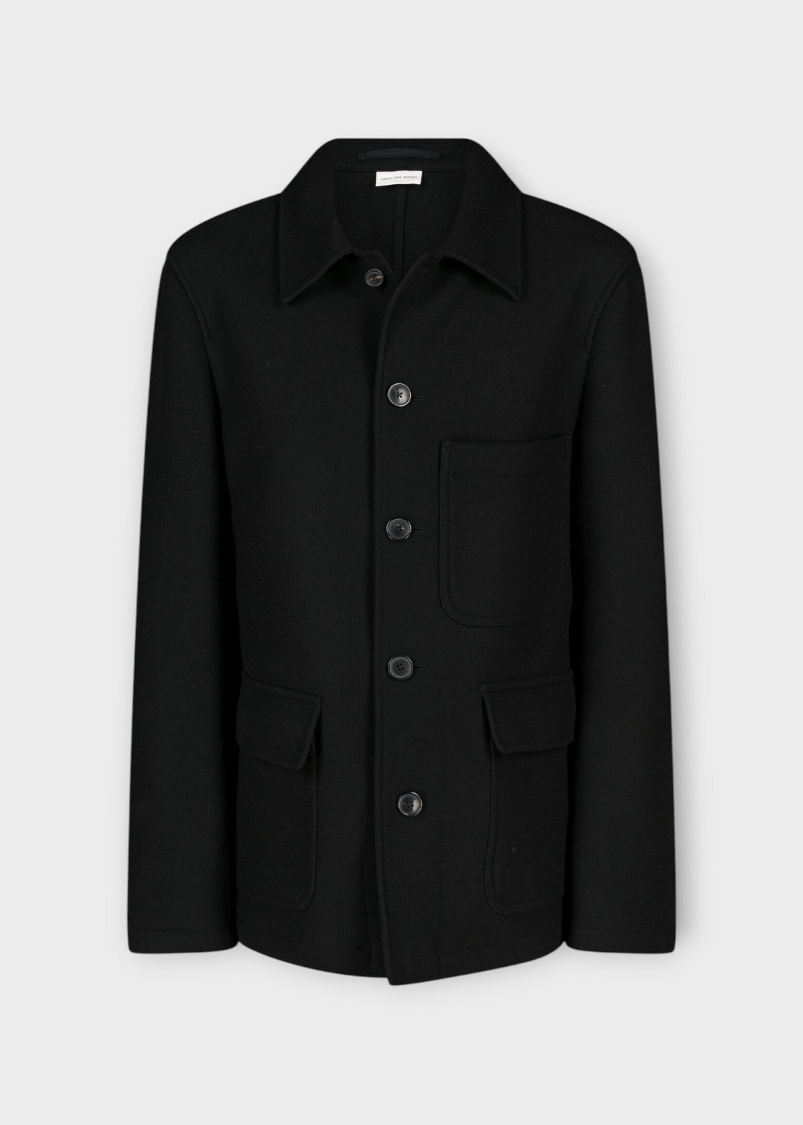 Dries Van Noten Dries Van Noten Jacket, Black, Braxton Wool Collared Button Up Jacket