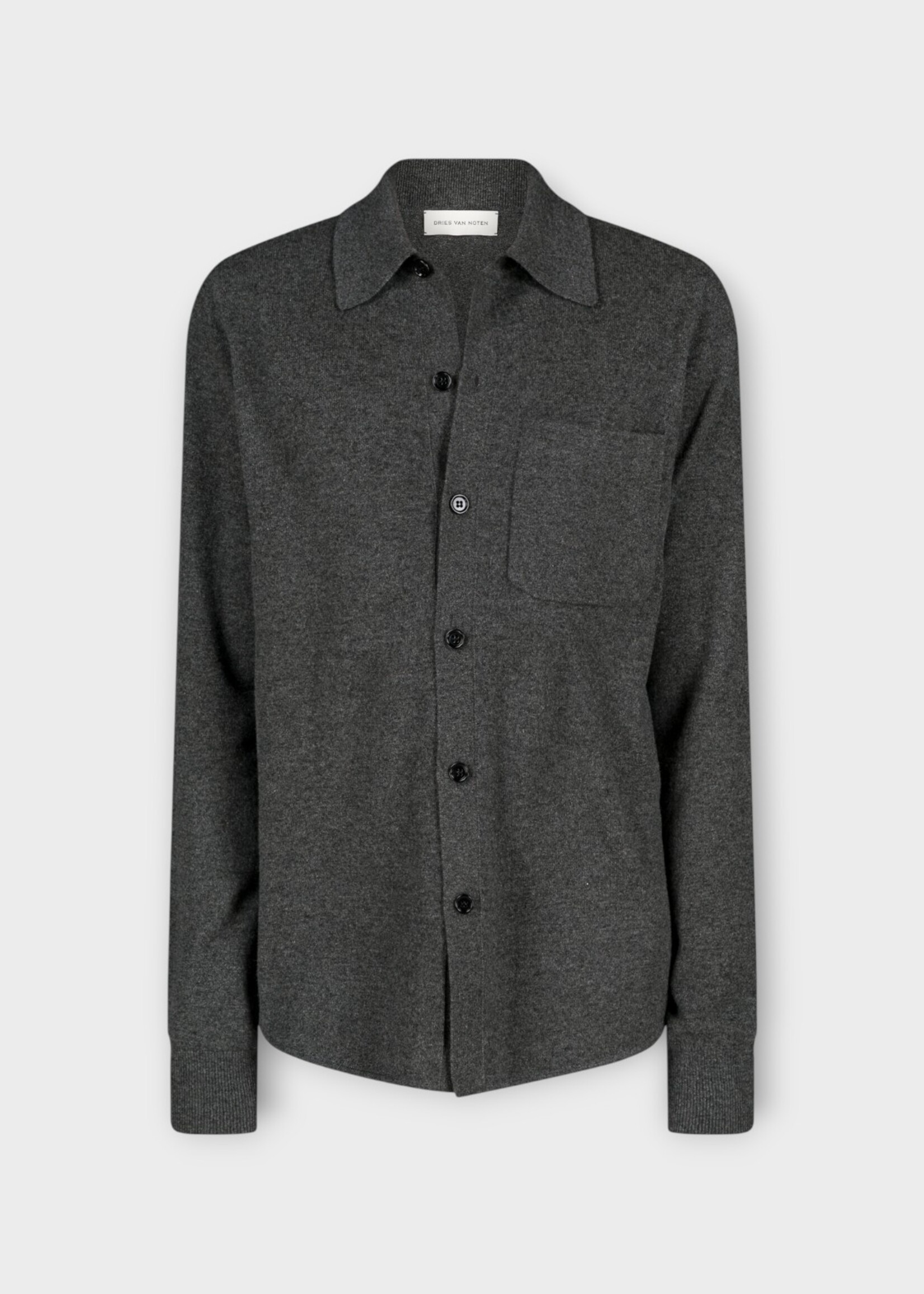 Dries Van Noten Dries Van Noten Shirt, Grey, Monaco Wool Button Up Overshirt w/ Chest Pocket