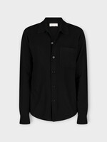 Dries Van Noten Dries Van Noten Shirt, Black, Monaco Wool Button Up Overshirt w/ Chest Pocket