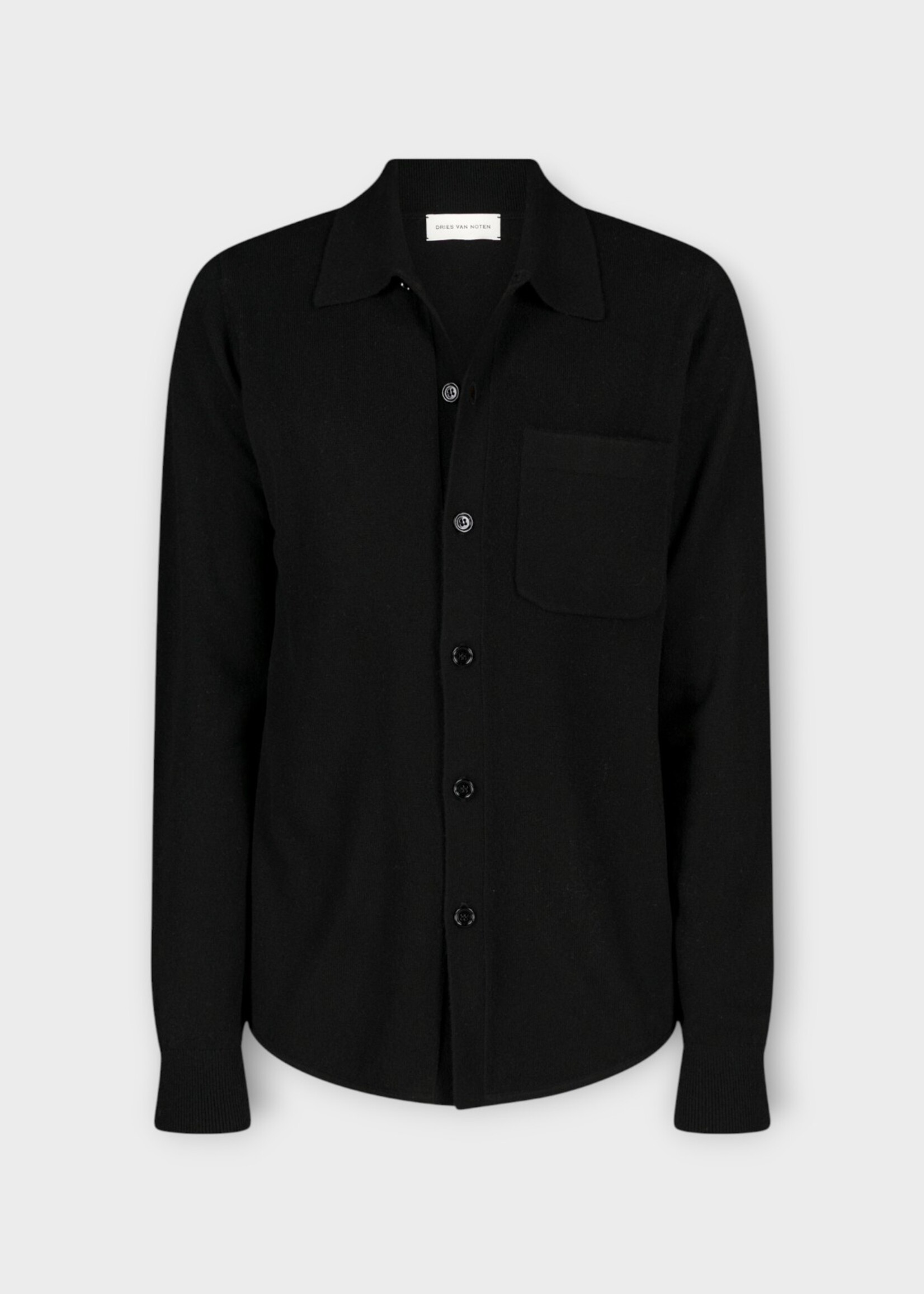Dries Van Noten Dries Van Noten Shirt, Black, Monaco Wool Button Up Overshirt w/ Chest Pocket