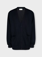 Dries Van Noten Dries Van Noten Knitwear, Navy, Murray Wool V-Neck Button Up Cardigan
