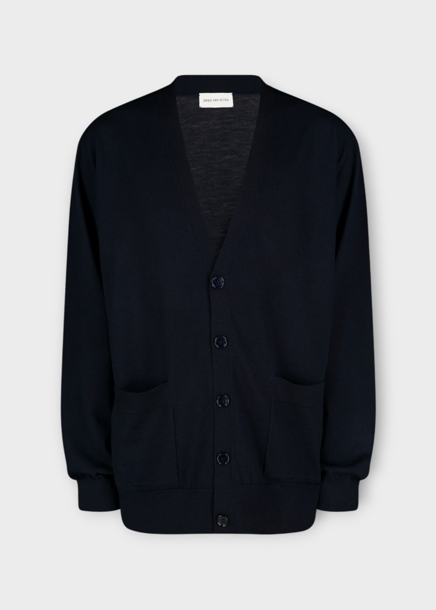 Dries Van Noten Dries Van Noten Knitwear, Navy, Murray Wool V-Neck Button Up Cardigan
