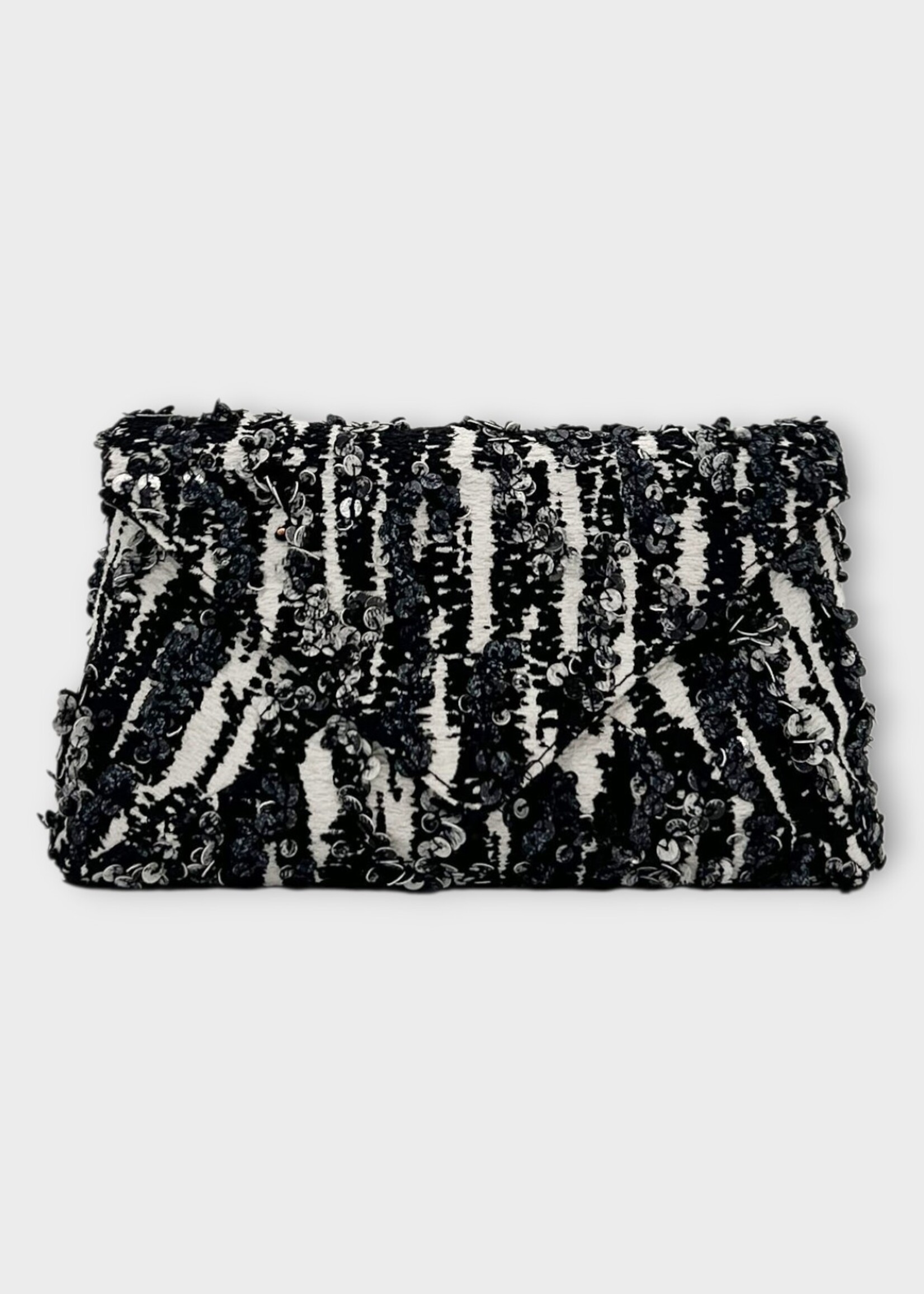 Dries Van Noten Dries Van Noten Bag, Multi, Sequin & Leather Envelope Bag w/ Zipper