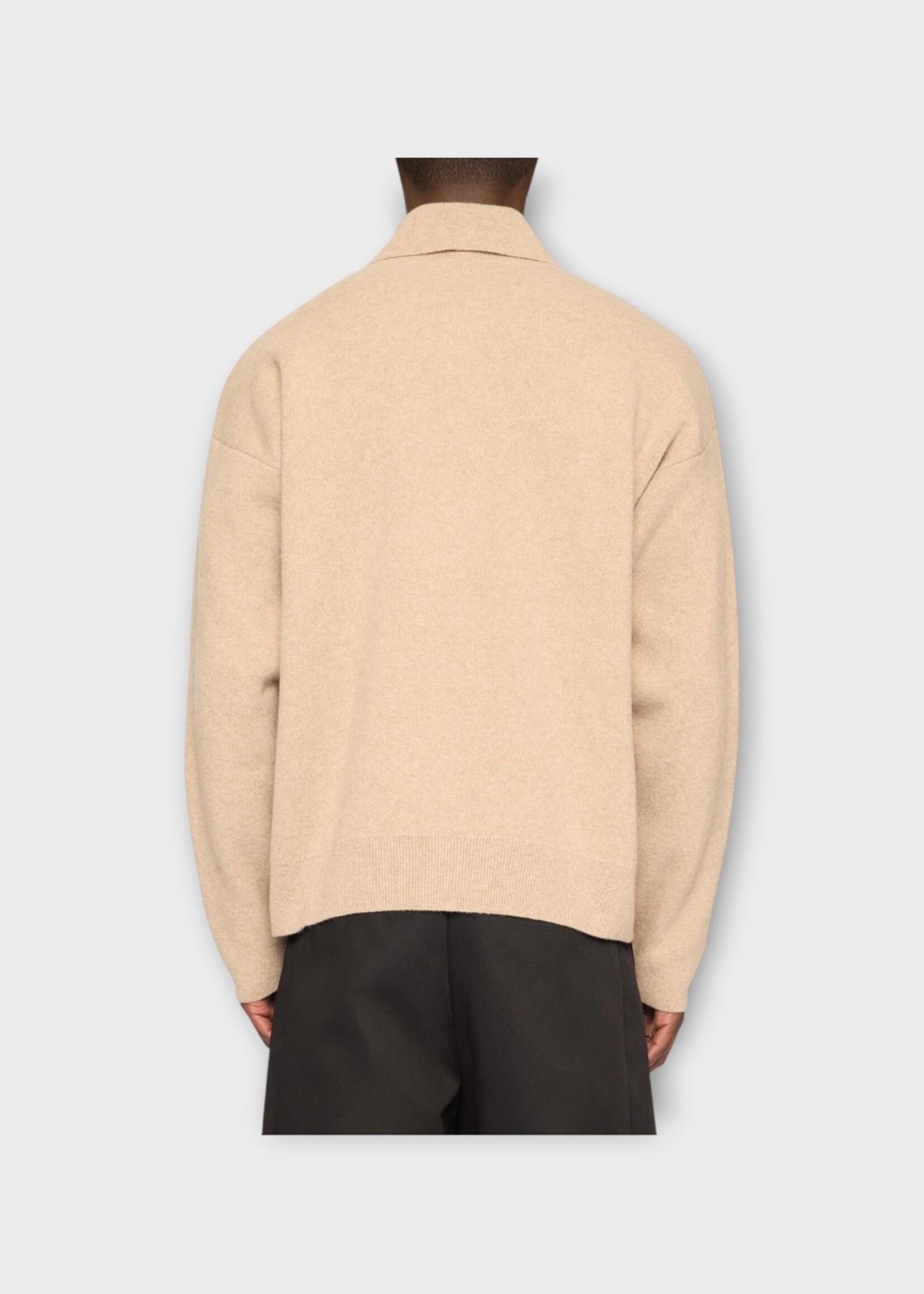 Jacquemus Jacquemus Knitwear, Beige, Merino Wool La Maille Vareuse Pallone Collared Button Up Knitwear