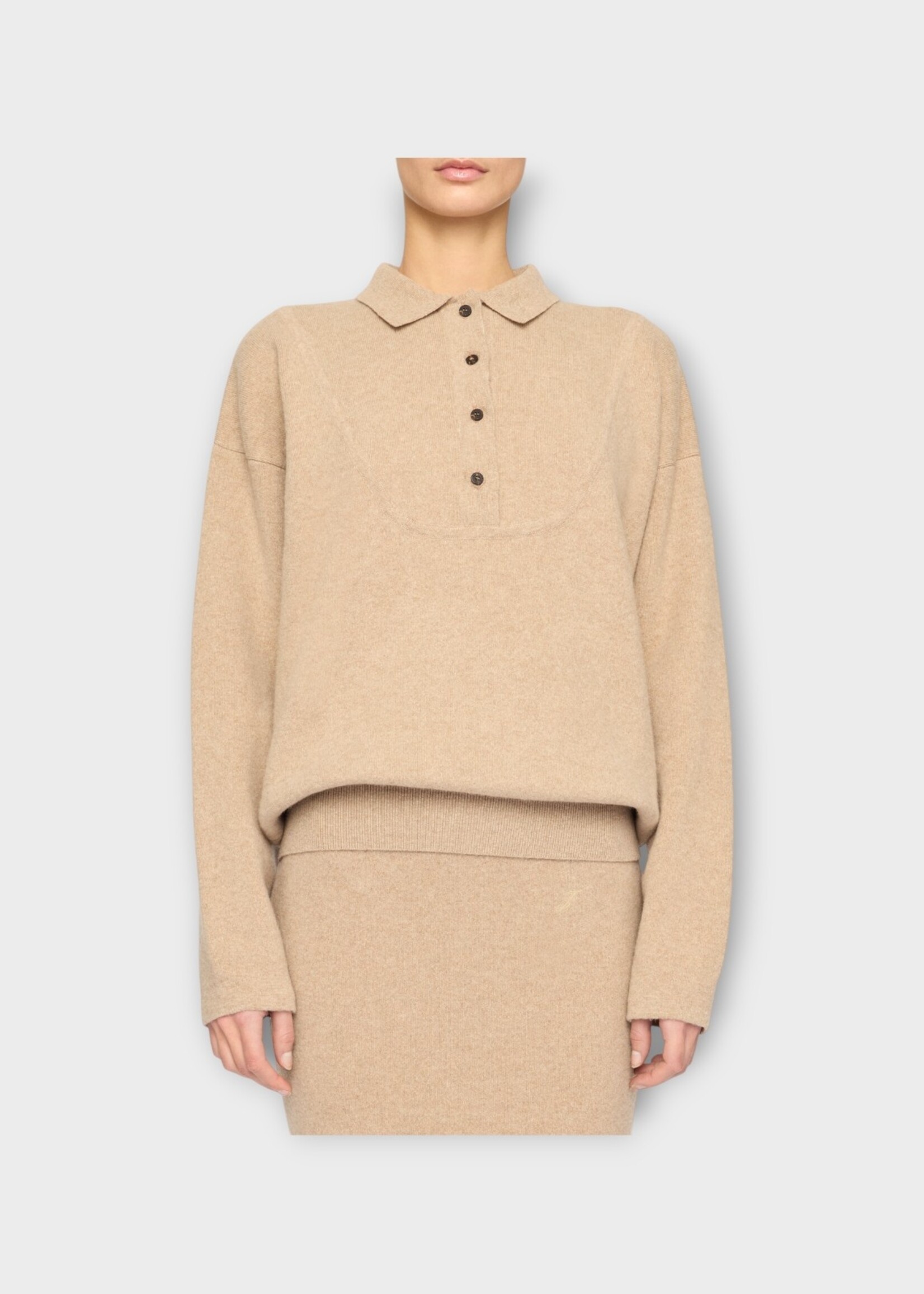 Jacquemus Jacquemus Knitwear, Beige, Merino Wool Collared Button Up Knitwear