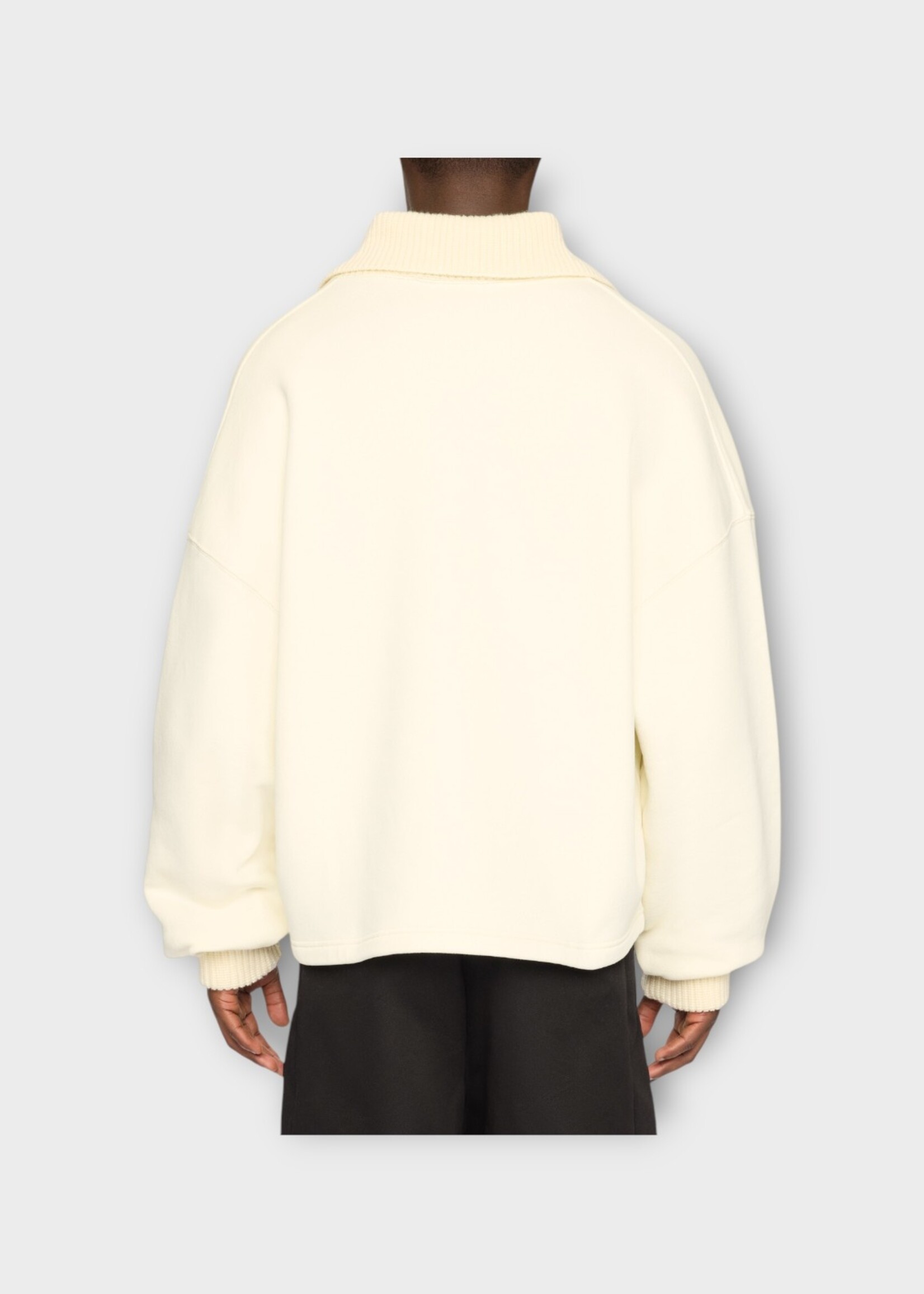 Jacquemus Jacquemus Sweatshirt, Yellow, Merino Wool Le Polo Punto Collared Knit Polo Sweater In Light Beige