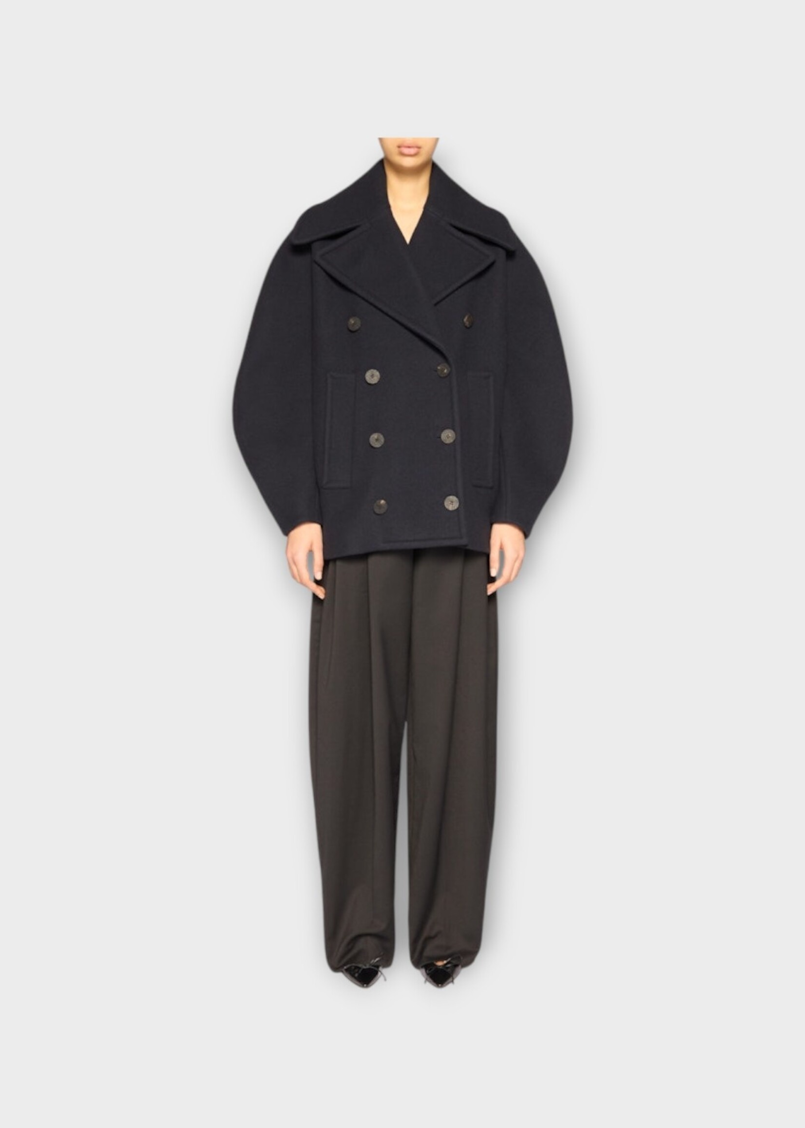 Jacquemus Jacquemus Jacket, Navy, Cotton Le Caban Ovalo Collared Button Up Jacket In Dark Navy #2