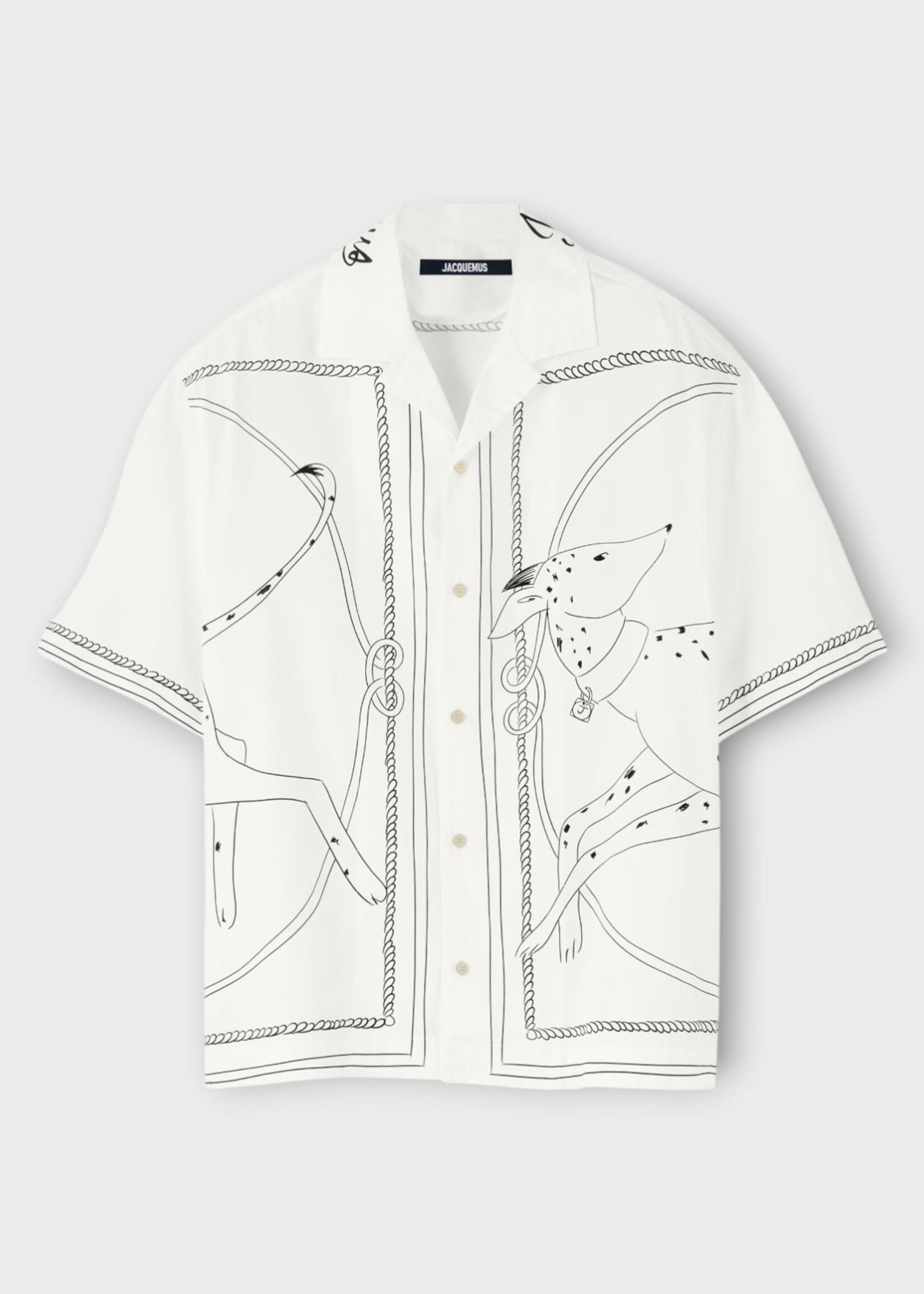 Jacquemus Jacquemus Shirt, Print, Cotton La Chemise Jean Shirt In White w/ Dog Print