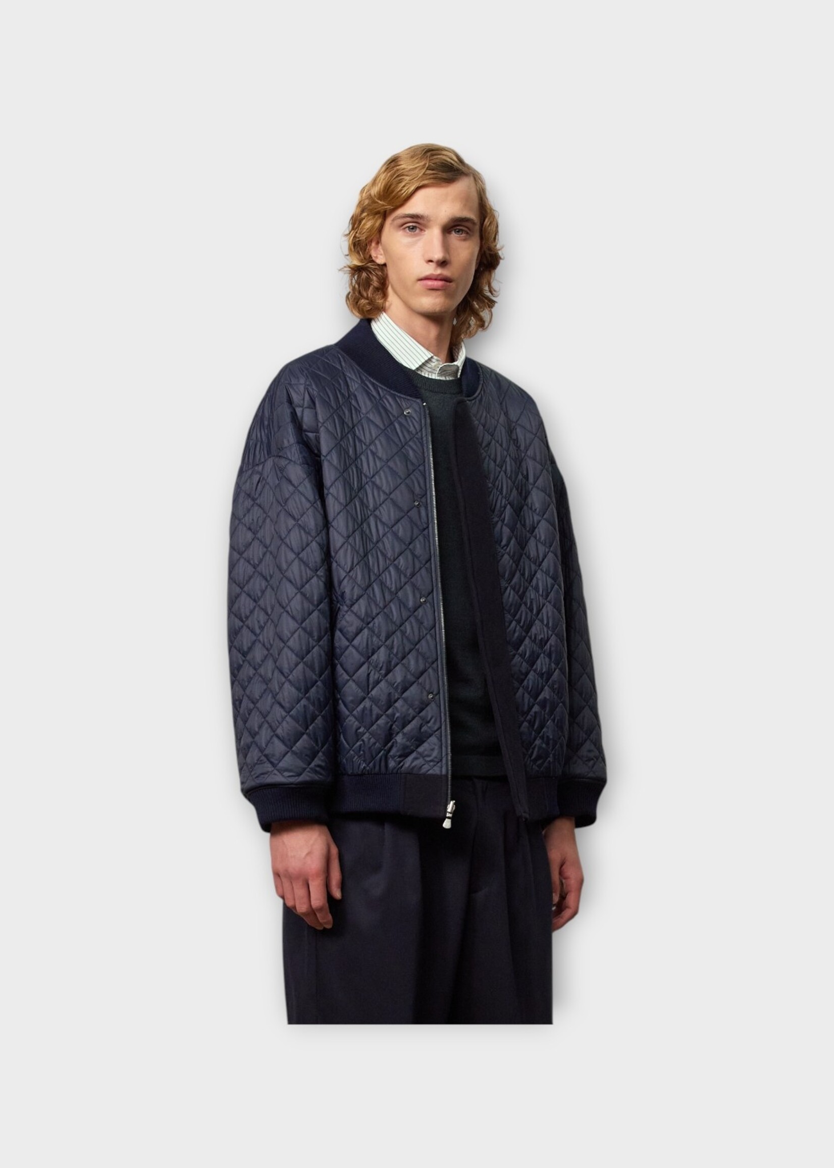 Massimo Alba Massimo Alba Jacket, Blue, Wool Reversible Padded Zipped Bomber In Blu