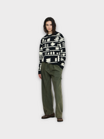 J.W. Anderson J.W. Anderson Knitwear, Multi, Wool Relaxed Fit Crockery Jacquard Jumper In Black & White