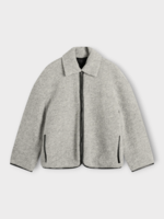 J.W. Anderson J.W. Anderson Jacket, Grey, Wool Relaxed Fit Collared Zipped Fleece Jacket In Light Grey Melange