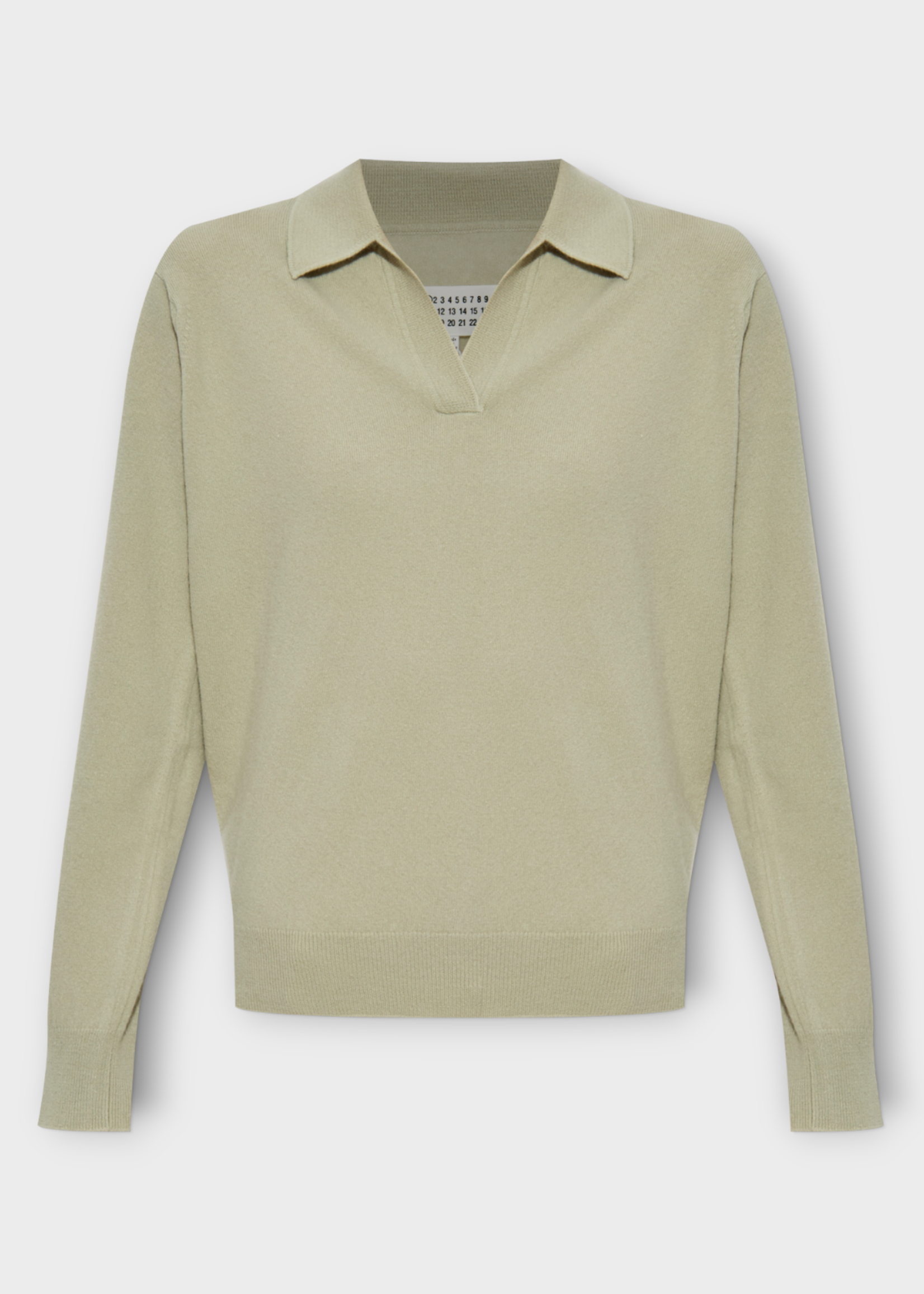 Maison Margiela Maison Margiela Polo, Green, Wool Collared Polo Shirt In Pale Green