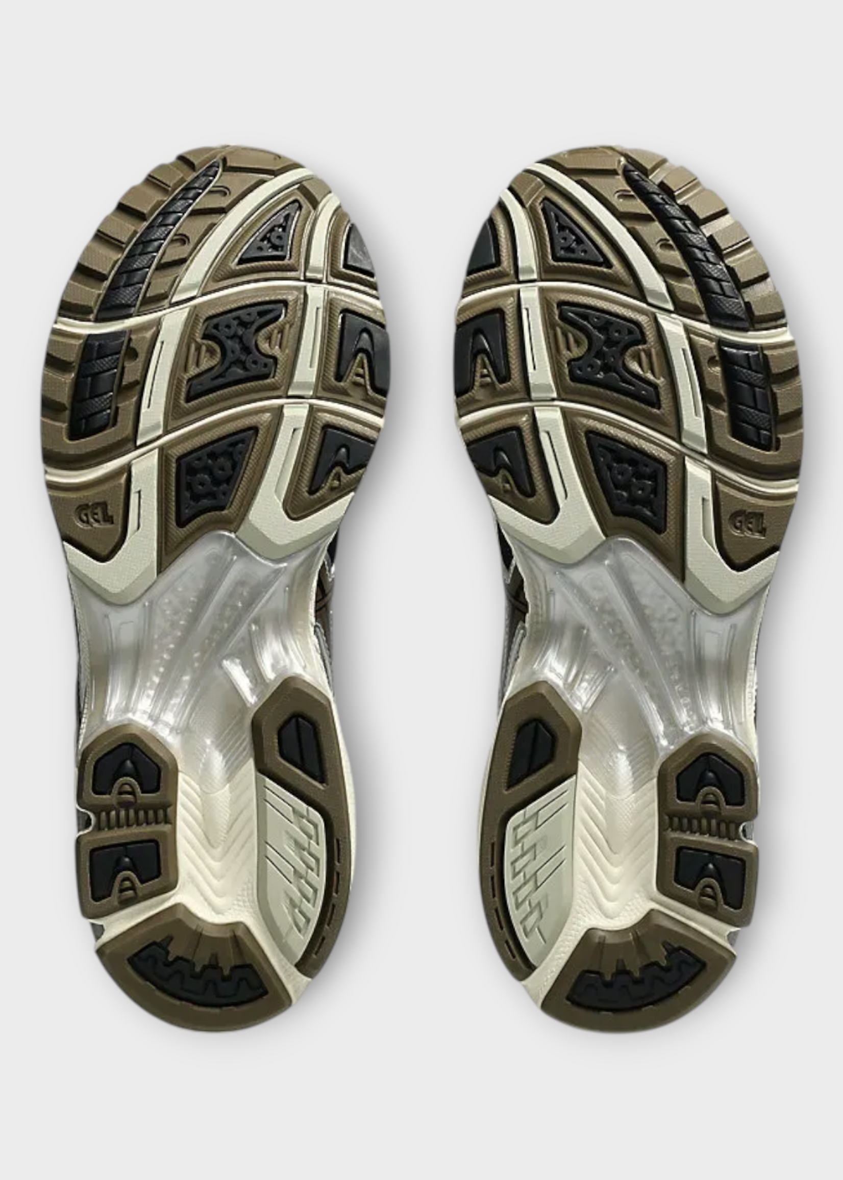 Asics Asics Sneakers, Multi, Gel Nimbus Shoes In Cream, Silver & Brown w/ Laces