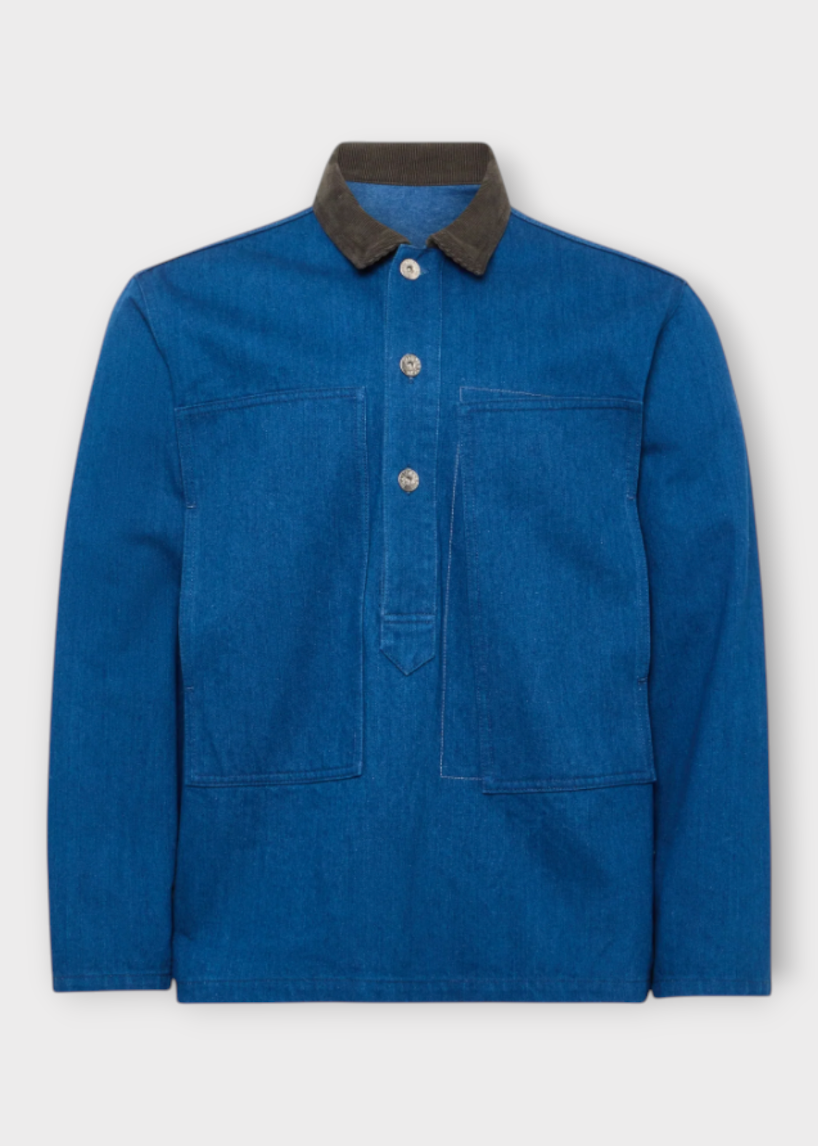 J.W. Anderson J.W. Anderson Shirt, Blue, Cotton Relaxed Fit Rugby Shirt In Bright Blue w/ Patch Pockets