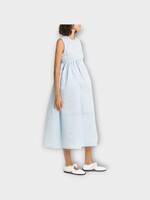 Cecilie Bahnsen Cecilie Bahnsen Dress, Blue, Soleil Crew Neck Sleeveless Midi Matelassé Dress in Mist Blue