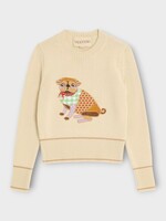 Valentino Valentino Knitwear, Multi, Wool Crew Neck In Betulla & Multicolour w/ Le Chien De La Maison Embroidery