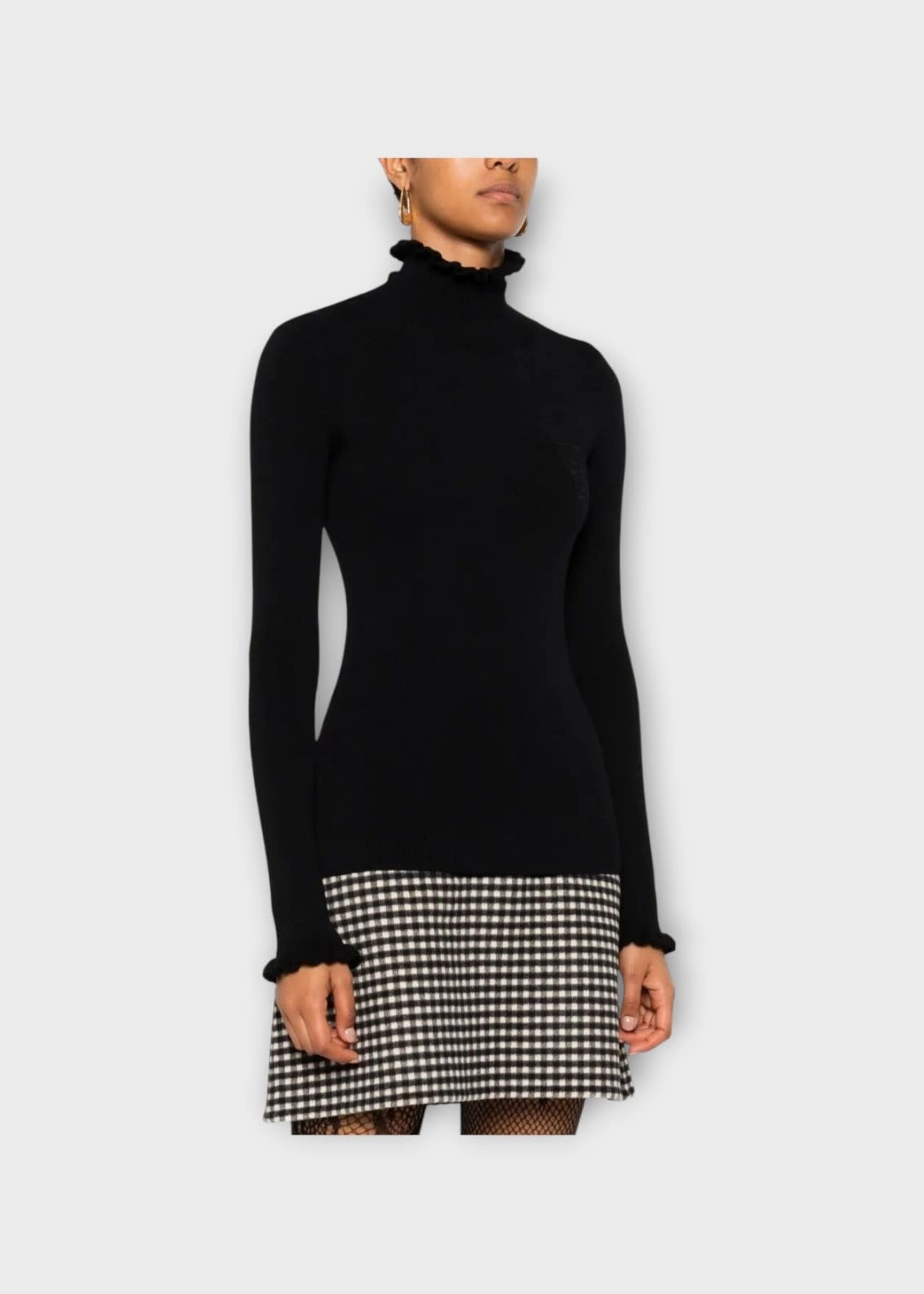 Valentino Valentino Knitwear, Black, Wool Turtle Neck Top In Black
