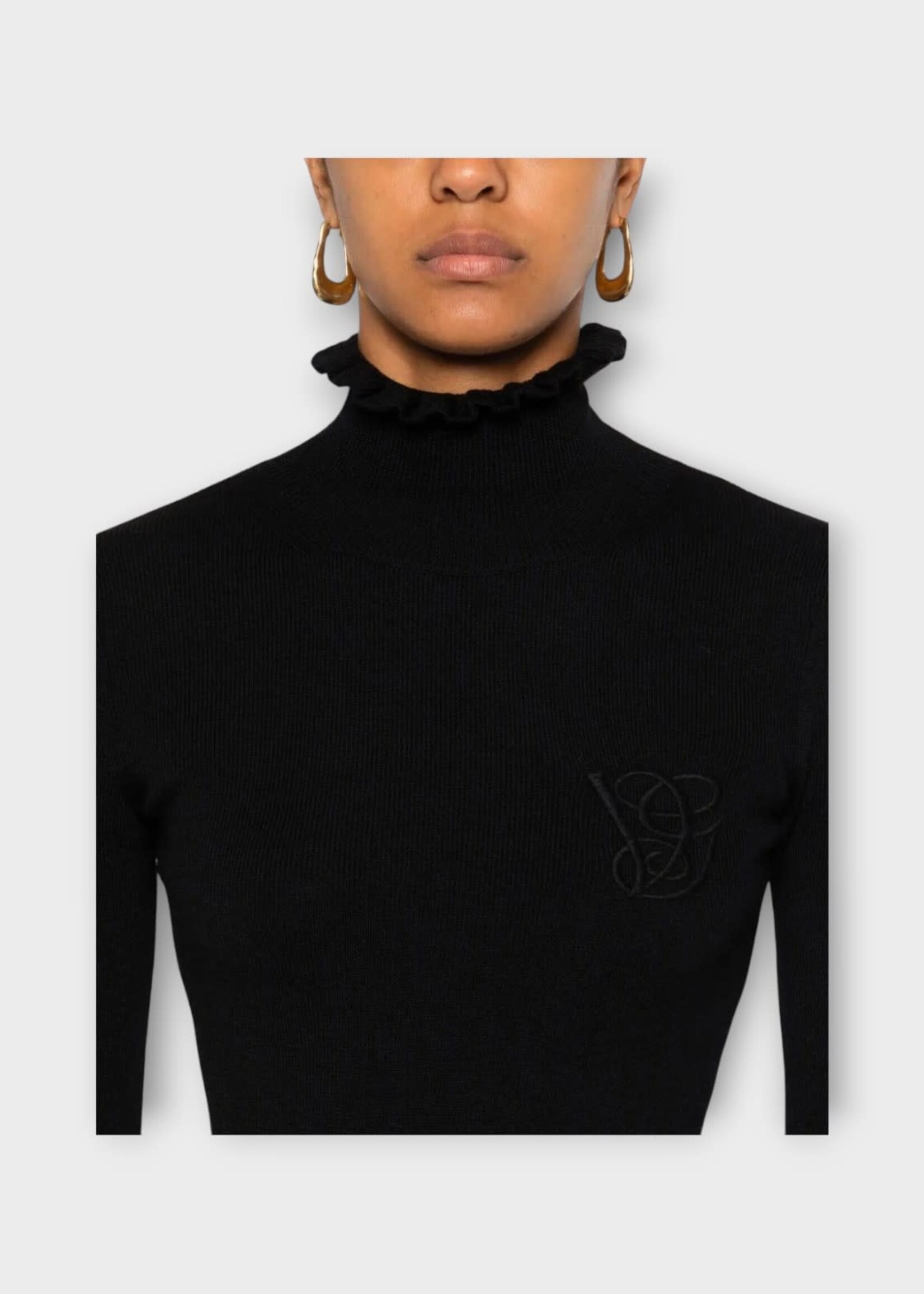 Valentino Valentino Knitwear, Black, Wool Turtle Neck Top In Black