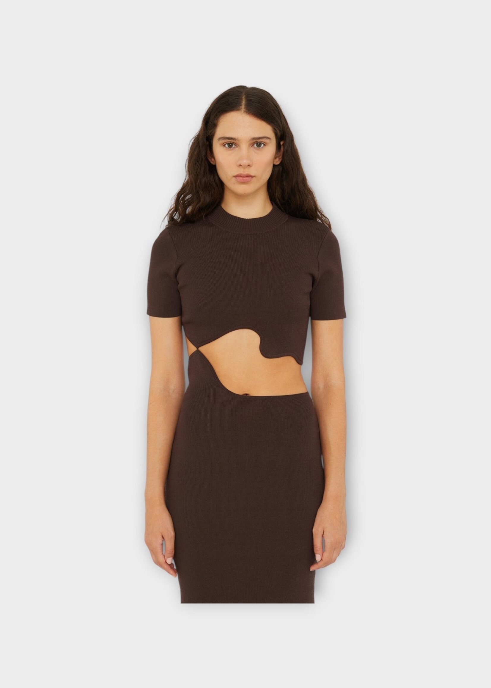Christopher Esber Christopher Esber Dress, Brown, Gutsy Rib Maparadita Lattice Separation Cut Out Dress In Espresso