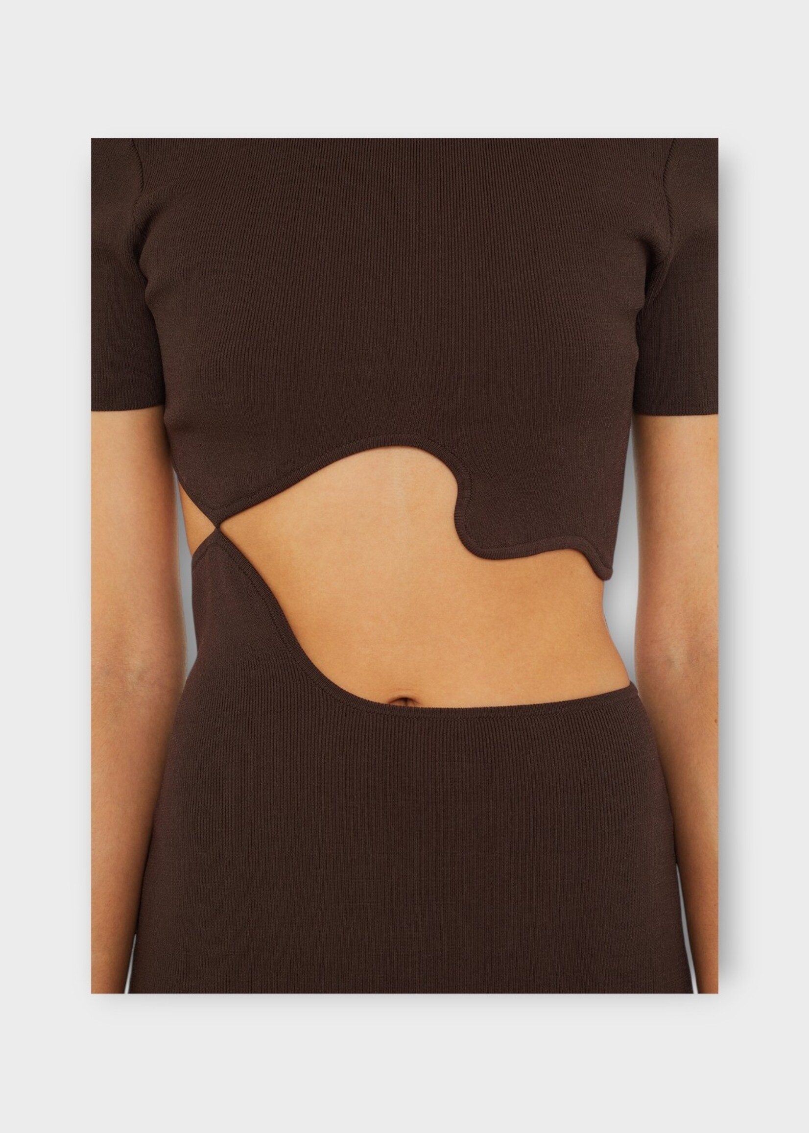 Christopher Esber Christopher Esber Dress, Brown, Gutsy Rib Maparadita Lattice Separation Cut Out Dress In Espresso