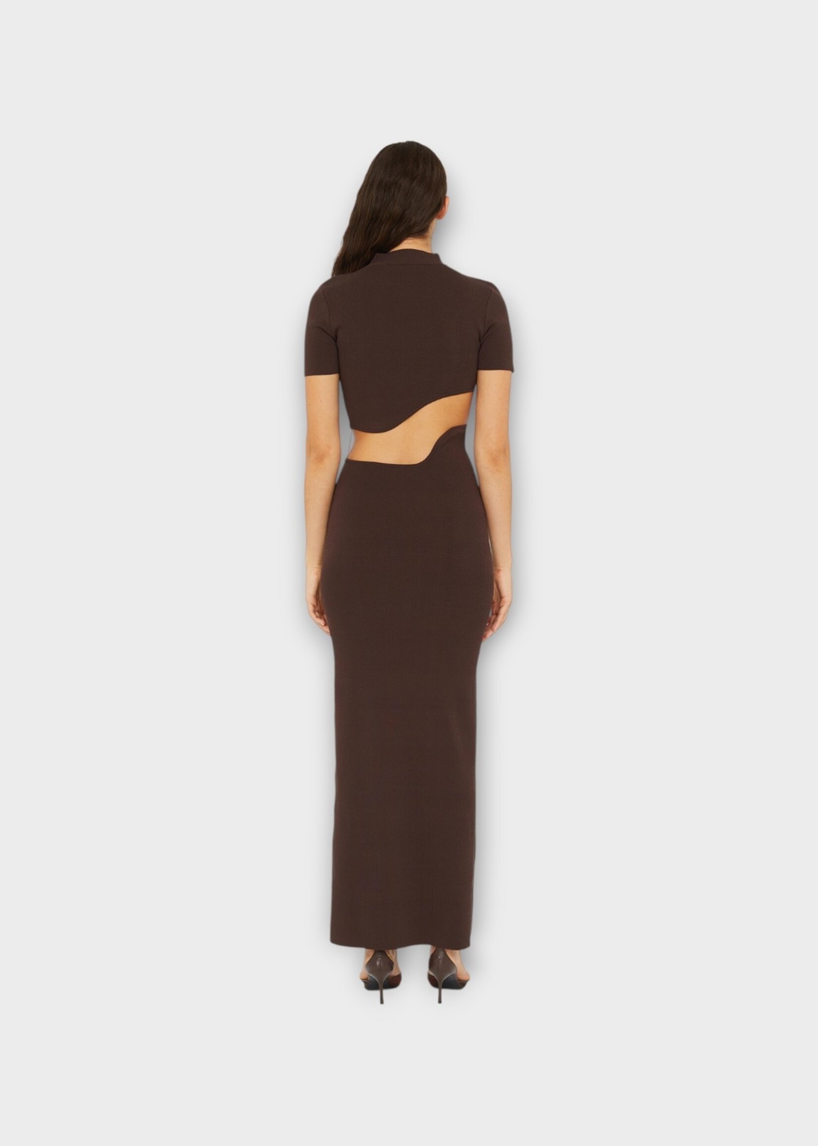Christopher Esber Christopher Esber Dress, Brown, Gutsy Rib Maparadita Lattice Separation Cut Out Dress In Espresso