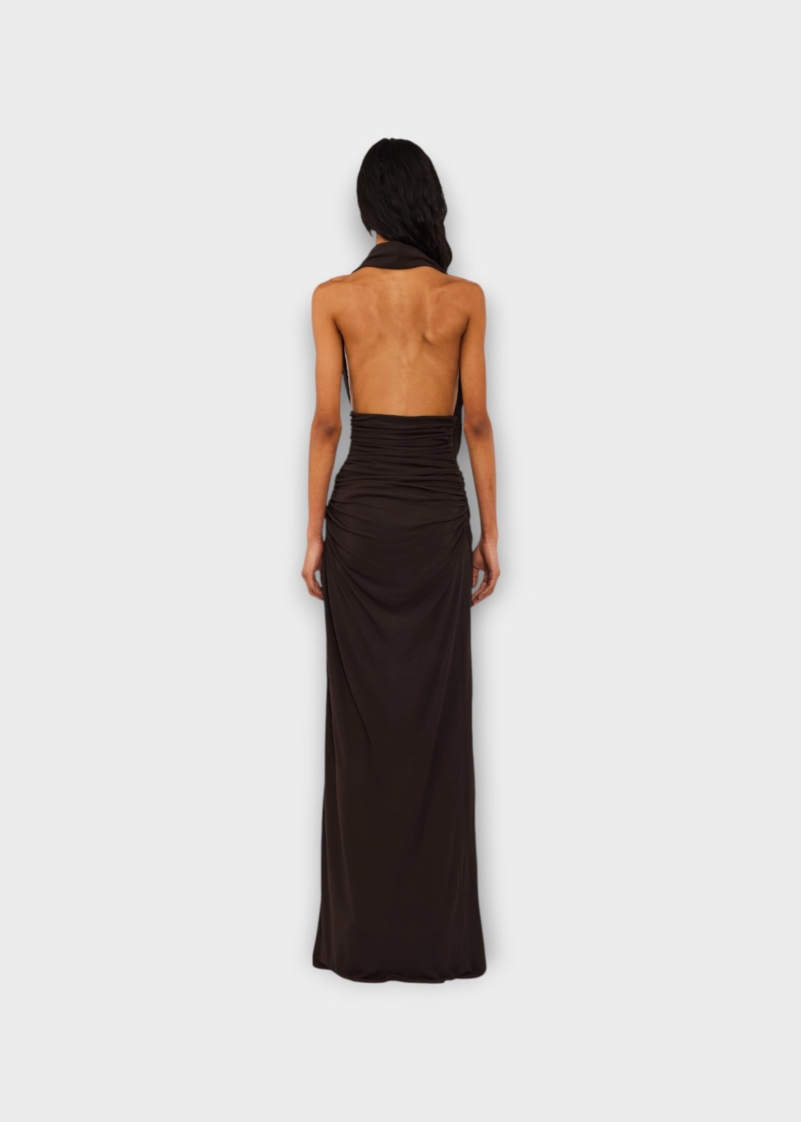 Christopher Esber Christopher Esber Dress, Brown, Dry Jersey Draped Cummerbund Jersey Dress In Espresso