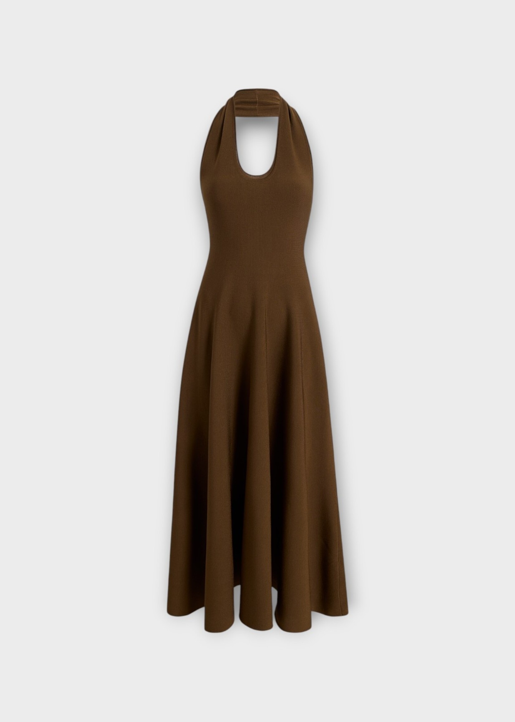 Khaite Khaite Dress, Brown, Melina U-Neck Sleeveless Long Dress In Bark