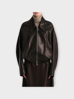Khaite Khaite Jacket, Black, Odin Lamb Leather Collared Zipped Up Jacket In Black
