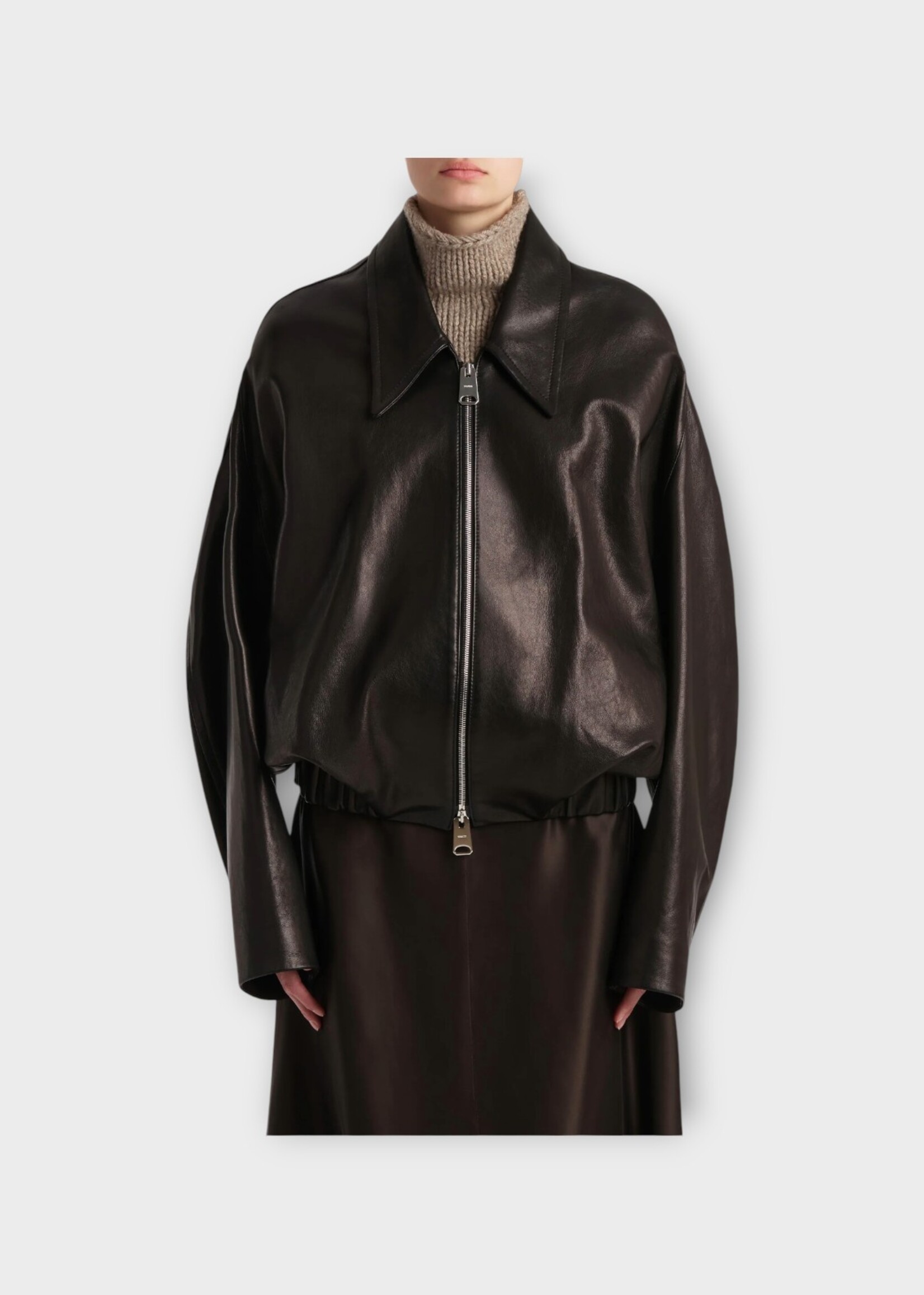 Khaite Khaite Jacket, Black, Odin Lamb Leather Collared Zipped Up Jacket In Black