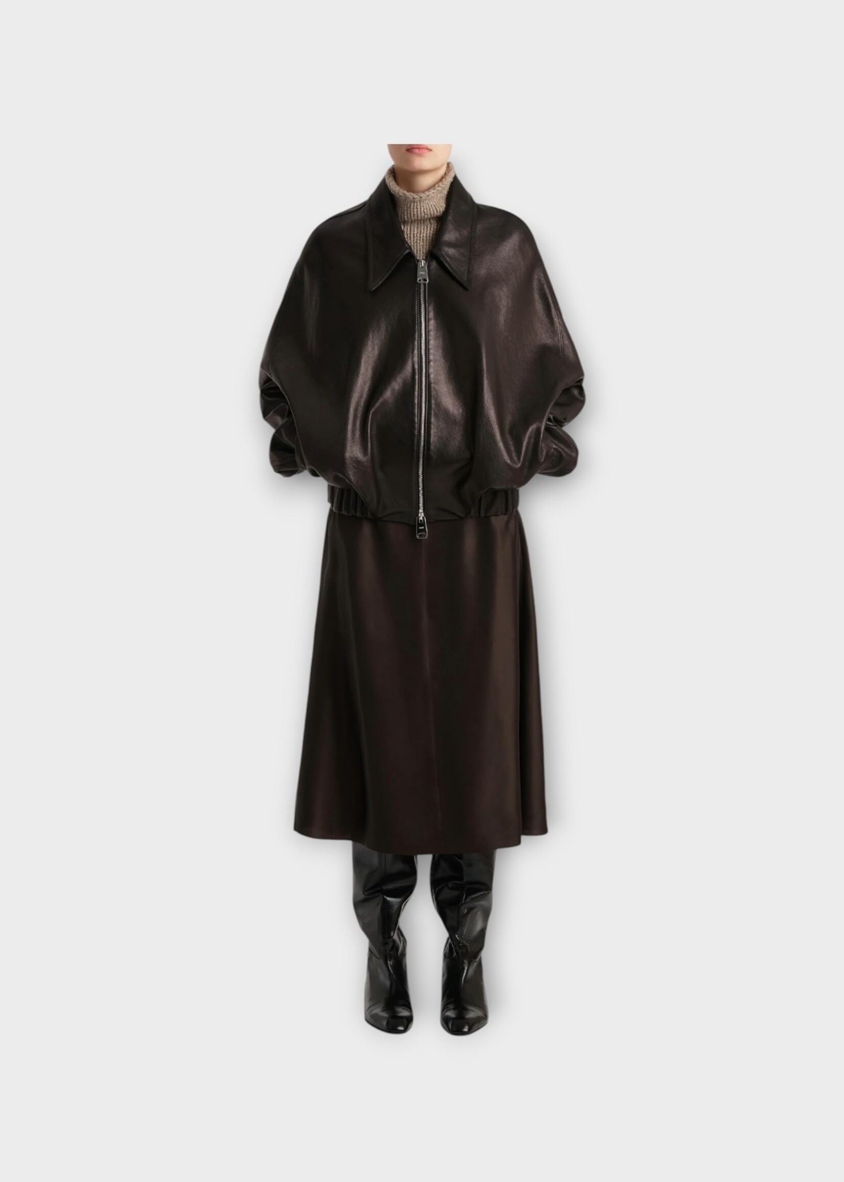 Khaite Khaite Jacket, Black, Odin Lamb Leather Collared Zipped Up Jacket In Black